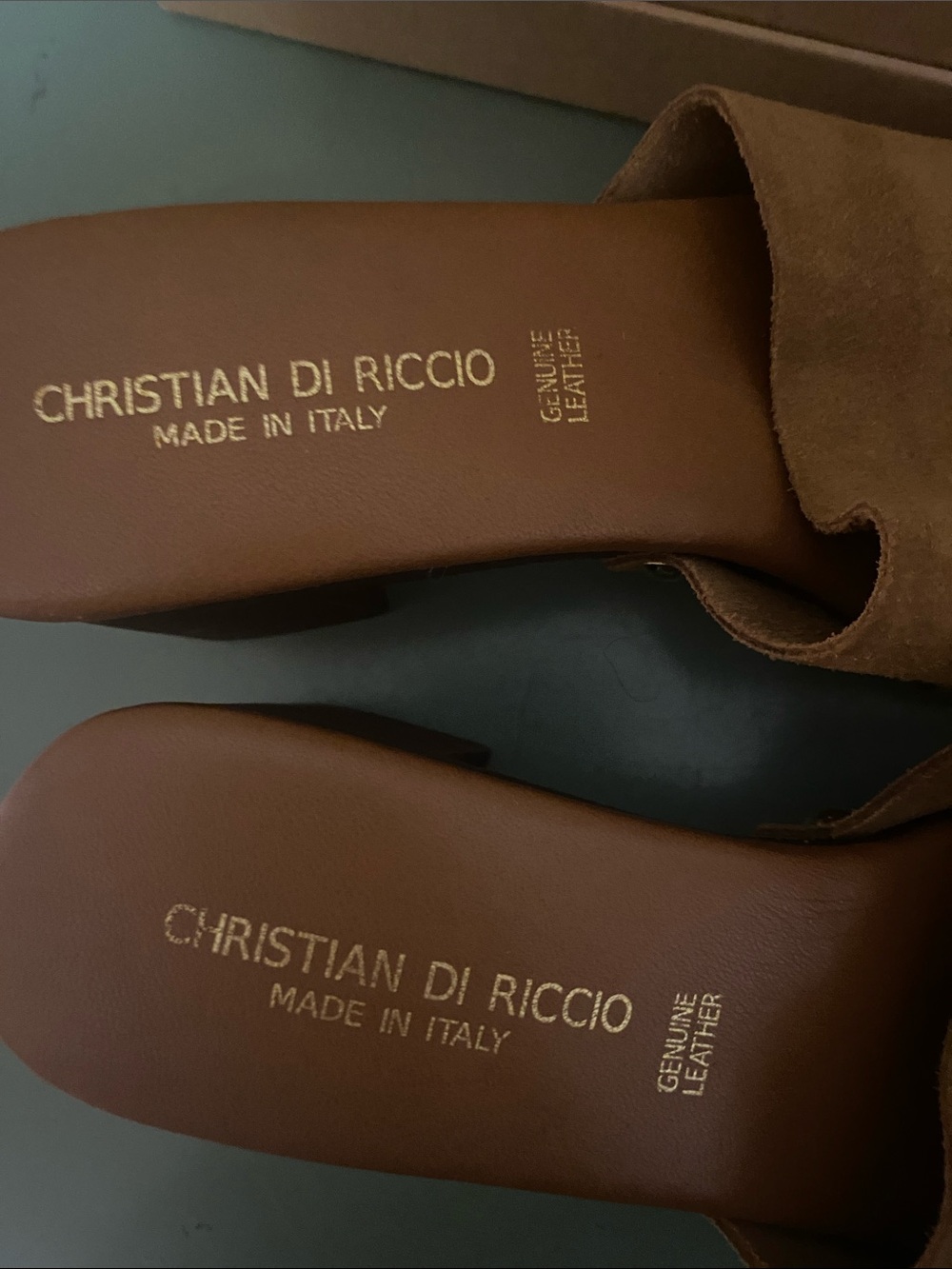 NWOT Christian Di Riccio Italy brown suede heels gold rivets sandals Shoes EU 39 - Picture 5 of 7